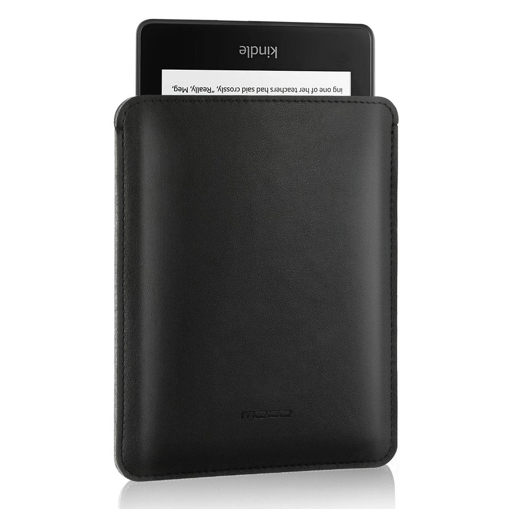 Moko Slim Sleeve Compatible with 6.8" Kindle Paperwhite 2021/7" Kindle Colorsoft Signature Edition 2024, Anti-Scratch PU Leather Case Cover Soft Felt Lining Protective Insert Carrying Pouch, Black