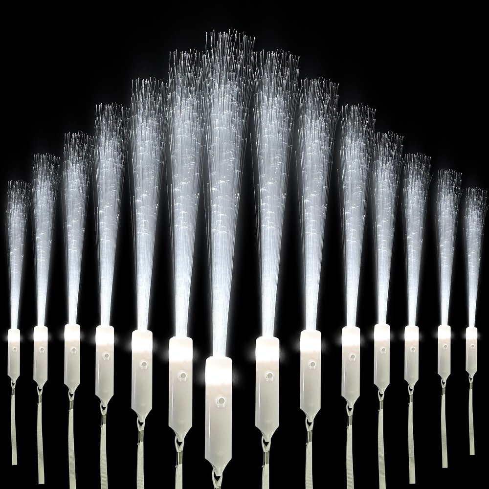 SZHFU 32 PCS Glow Sticks Party Favors for Kids, White Fiber Optic LED Light up Wedding Wand, 3 Light Modes Flashing for Bridal Shower Christmas