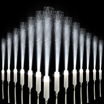 SZHFU 15 PCS Glow Sticks Party Favors for Kids, White Fiber Optic Wands LED Light up Wedding Wand, 3 Light Modes Flashing Glow Sticks for Bridal Shower Christmas Fiber Optic Light Wand