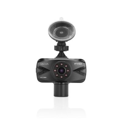 Minolta 2-Channel 1080p Dash Cam with Interior Camera - Night Vision, G-Sensor, Loop Recording, Motion Detection, 2.7 LCD Screen, 120 Wide Lens, USB Power, Dual View, 16GB Card, Compact (Black)