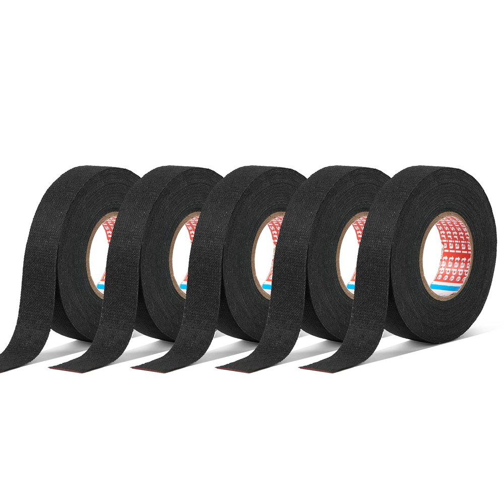 HSTECH 8 Rolls Wire Loom Harness Cloth Tape, Speaker Wiring Harness Cloth Tape, Black Adhesive Fabric Tape, for Automobile Electrical Wire harnessing Noise Dampening Heat Proof 15mm X 15m