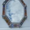 20" PUNCHED TIN MIRROR octagonal mixed talavera tiles mexican folk art view 3