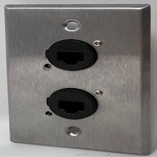 2 Port Cat6 D Series Heavy Duty Pass Through Solderless Stainless Steel Wall Plate [2 Pack]