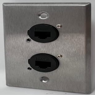 2 Port Cat6 D Series Heavy Duty Pass Through Solderless Stainless Steel Wall Plate [2 Pack]