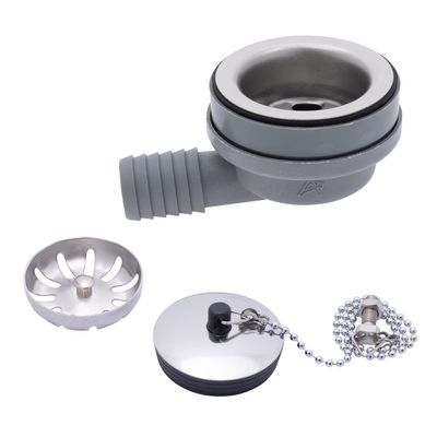 Ambassador Marine 2-Inch RV Sink Drain, Low Profile, Ultra Mirror