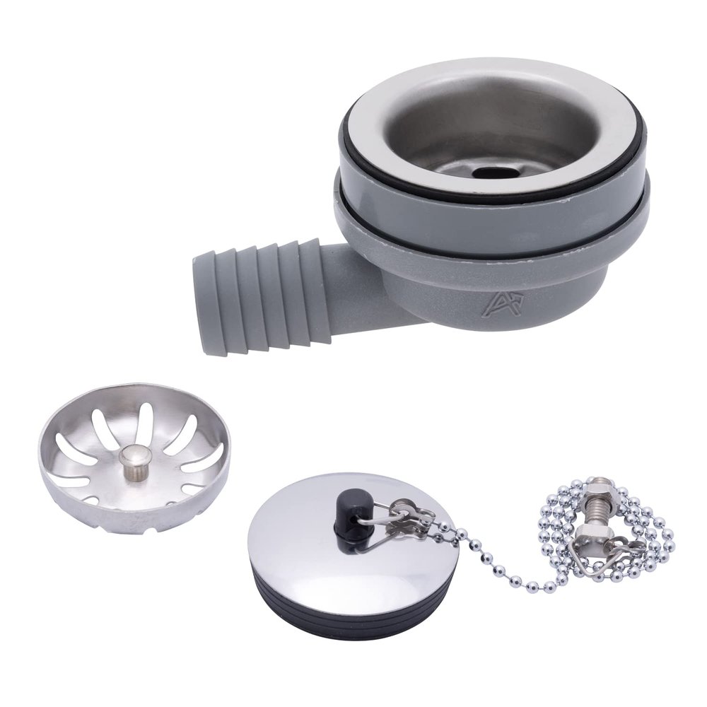 Ambassador Marine 2-Inch RV Sink Drain, Low Profile, Ultra Mirror