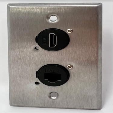 1 Port HDMI/1 Port Cat6 D Series Heavy Duty Pass Through Solderless Stainless Steel Wall Plate - HDMI Angled Exit [2 Pack]