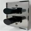 2 Port HDMI D Series Heavy Duty Pass Through Solderless Stainless Steel Wall Plate - HDMI Angled Exit view 2