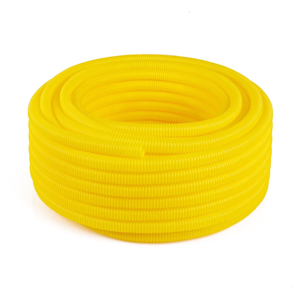 1.5" x 100 ft. ShurTek Flexible Corrugated Yellow LDPE Non-Split Tubing Wire Loom