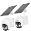 ZUMIMALL Security Cameras Wireless Outdoor - 2 Packs, 360View Outdoor Camera Wireless Solar Powered,2.4G WiFi, Spotlight/Siren//3MP Color Night Vision/AI Detection/IP66/Cloud/Alert, Work with Alexa view 1