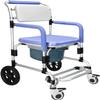 BLOHDI Folding Toilet Seat, Toilet Seat with Armrests and Backrest, Wheelchair with Casters, Shower Chair, Walker, Aluminum (Color : A) view 1