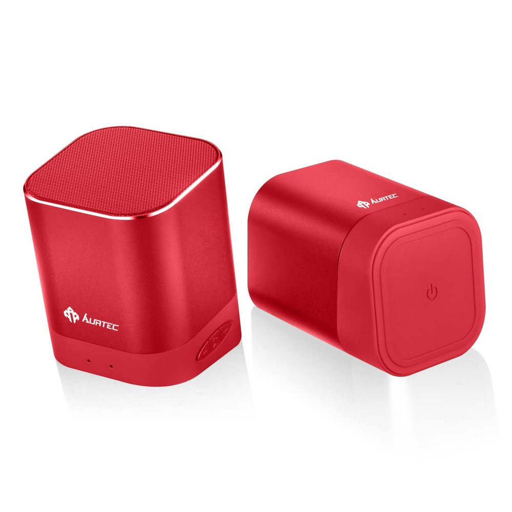 AURTEC Dual Bluetooth Speakers Upgraded, Powerful Volume Distortion-Free Wireless Speaker with Strong Bass, Bluetooth 4.2 Compatible with iPhone/Echo/Android, Portable Red Speaker for Party/Camping