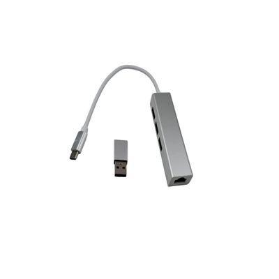 CompuCablePlusUSA.com Best 4 in 1 Hub, USB-C Male to 1 Female RJ45 Gigabit Ethernet LAN Network Adapter, 3 Female Ports USB 3.0 + 1 Piece Adapter of Type C Female to Type A Male (Ethernet & USB)
