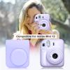MUZIRI KINOKOO Protective Case for Instax Mini 12 Instant Camera - PU Leather Mini 12 Camera Carrying Bag with Photo Pocket & Adjustable Shoulder Strap - Lilac Purple view 2