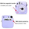 MUZIRI KINOKOO Protective Case for Instax Mini 12 Instant Camera - PU Leather Mini 12 Camera Carrying Bag with Photo Pocket & Adjustable Shoulder Strap - Lilac Purple view 3