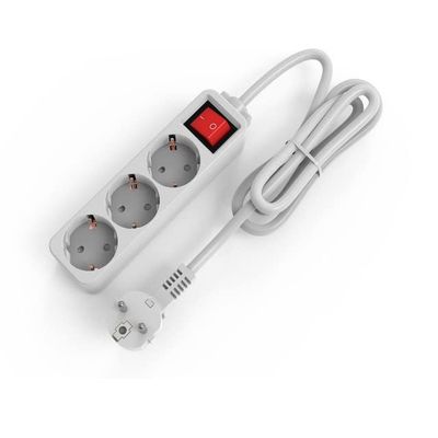 AMNOUR Power Strip Surge Protector 3/4/5/6 AC EU Electrical Plug Outlet Socket Lead Extension Adapter Extenstion Cord Cable 1.5m (Color : 3 OUTLTES, Size : EU OUTLETS Plug)