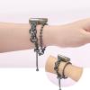 Compatible with Fitbit Versa 4Versa 3 Bands Women, Adjustable Stainless steel metal double circle bead chain bracelet Bands Compatible with Fitbit Sense 2Sense 1 (versa3/sense, Black) view 4