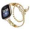 Compatible with Fitbit Versa 4Versa 3 Bands Women, Adjustable Stainless steel metal double circle bead chain bracelet Bands Compatible with Fitbit Sense 2Sense 1 (versa3/sense, Gold) view 1