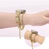 Compatible with Fitbit Versa 4Versa 3 Bands Women, Adjustable Stainless steel metal double circle bead chain bracelet Bands Compatible with Fitbit Sense 2Sense 1 (versa3/sense, Gold) view 4