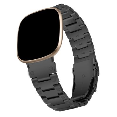 Compatible with Fitbit Versa 4Versa 3 Bands Women Men, Adjustable Stainless steel metal clips Bands Compatible with Fitbit Sense 2Sense 1 watch bands (versa3/sense, Black)