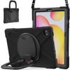 360 Rotation Case for Samsung Galaxy Tab S6 Lite 10.4" Sturdy Cover Rotate Ring Stand Shoulder Carrying Strap Hand Strap Rugged Children Adults Outdoor Case (Black) view 1
