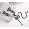 Compatible with Fitbit Versa 4Versa 3 Bands Women, Adjustable Stainless steel metal double circle bead chain bracelet Bands Compatible with Fitbit Sense 2Sense 1 (versa4/sense2, Black) view 3