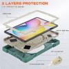 360 Rotation Case for Samsung Galaxy Tab S6 Lite 10.4" Sturdy Cover Rotate Ring Stand Shoulder Carrying Strap Hand Strap Rugged Children Adults Outdoor Case (DarkGreen) view 2