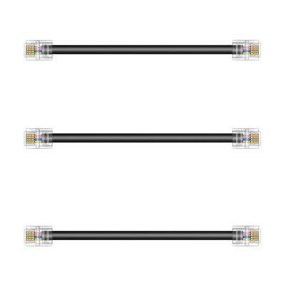 Ubramac 3Pack Phone Telephone Extension Cord 6 inch Cable Line with Standard RJ11 6P4C Plugs for Landline Phone and Fax (3, Black, 6 inch)