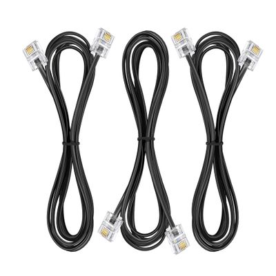 Ubramac 3Pack Phone Telephone Extension Cord 3.3FTCable Line with Standard RJ11 6P4C Plugs for Landline Phone and Fax (3, Black, 3.3FT)