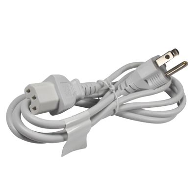 HQRP 6ft Heavy-Duty AC Cord, 10A, 18AWG IEC-C15 to NEMA 5-15P Mains Cable Power IEC-320-C15, White