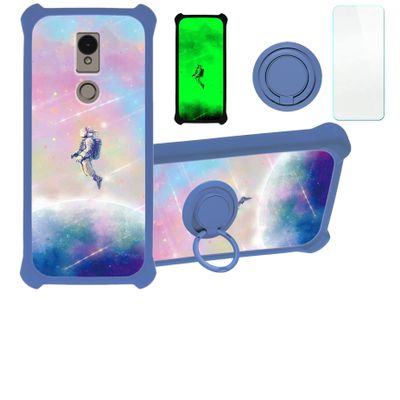 jioeuinly ATT Motivate 3 Case Compatible with AT&T Motivate 3 EABF22206A Phone Case Cover [with Tempered Glass Screen Protector][Hard PC + Soft Silicone][Ring Support] [Luminous Effect] YGL-FXJ