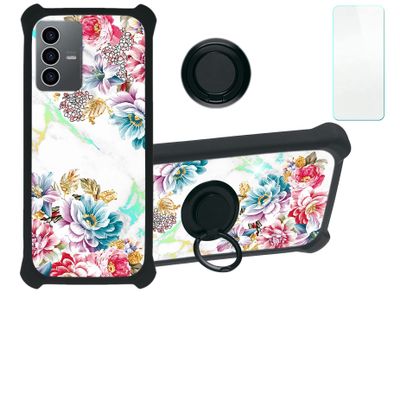 jioeuinly Case for Zte Axon 41 5g Case Compatible with Zte Axon 41 5g Phone Case Cover [with Tempered Glass Screen Protector][Hard PC + Soft Silicone][Ring Support] [Colorful Reflect Light] IMDH-MDH
