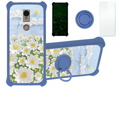 jioeuinly ATT Motivate 3 Case Compatible with AT&T Motivate 3 EABF22206A Phone Case Cover [with Tempered Glass Screen Protector][Hard PC + Soft Silicone][Ring Support] [Luminous Effect] YGL-CJ