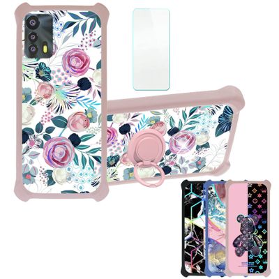 jioeuinly Nuu B20 5g Case Compatible with Nuu B20 5g Phone Case Cover [with Tempered Glass Screen Protector][Hard PC + Soft Silicone][Ring Support] [Colorful Reflect Light] IMDF-HUA3