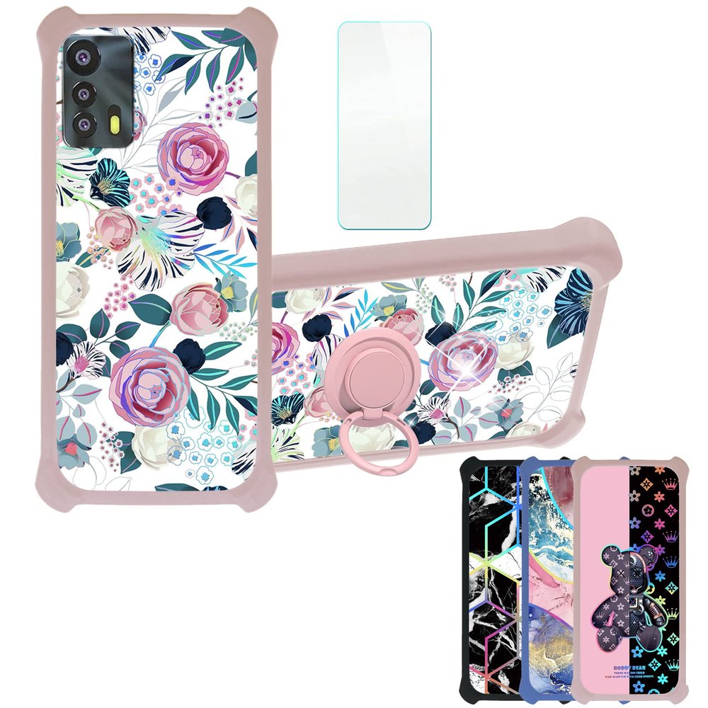 jioeuinly Nuu B20 5g Case Compatible with Nuu B20 5g Phone Case Cover [with Tempered Glass Screen Protector][Hard PC + Soft Silicone][Ring Support] [Colorful Reflect Light] IMDF-HUA3