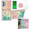 Galaxy A14 5g Case Compatible with Samsung Galaxy A14 5g Phone Case Cover [with Tempered Glass Screen Protector][Hard PC + Soft Silicone][Ring Support] [Gold Glitter+Luminous] JSF-YL view 1