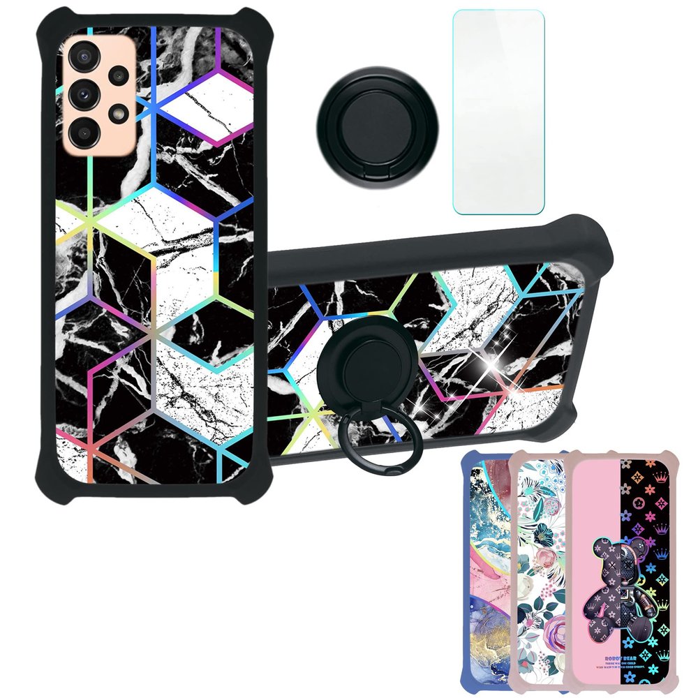 Galaxy A23 5g Case Compatible with Samsung Galaxy A23 5g 2022 Sm-A233c A233j A233dPhone Case Cover [with Tempered Glass Screen Protector][Hard PC + Soft Silicone][Colorful Reflect Light] IMDH-HS