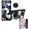 Galaxy A14 5g Case Compatible with Samsung Galaxy A14 5g Phone Case Cover [with Tempered Glass Screen Protector][Hard PC + Soft Silicone][Ring Support] [Colorful Reflect Light] IMDH-HS view 1