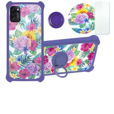 Case for Ulefone Note 12 Case Compatible with Ulefone Note 12 Phone Case Cover [with Tempered Glass Screen Protector][Hard PC + Soft Silicone][Ring Support] [Colorful Reflect Light] IMDZ-HUA1