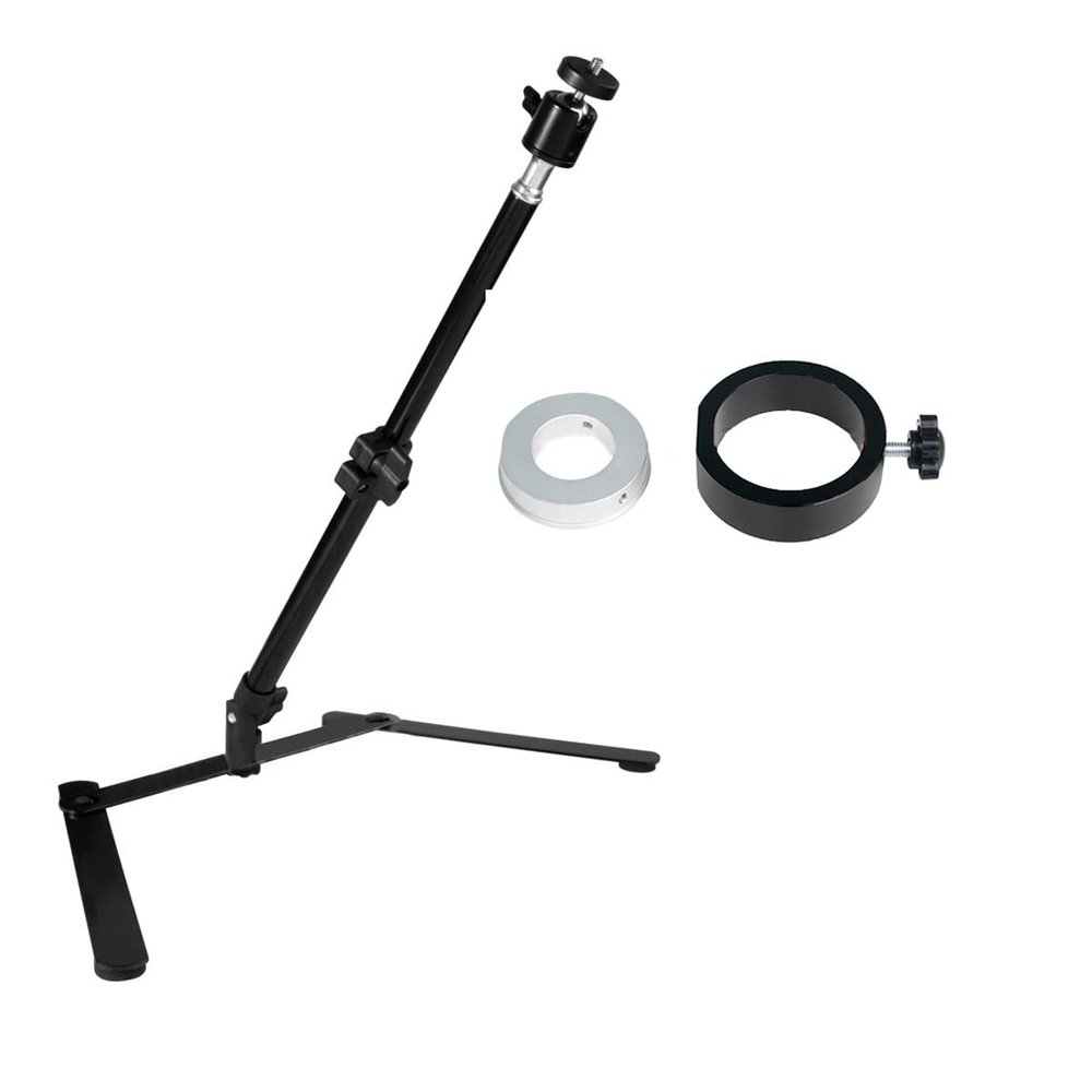 Foldable Overhead Shooting Camera Tripod for Digital Video Microscope Camera Holder Photography Lighting Desktop Tripod Stand (Color : Stand with Ring)