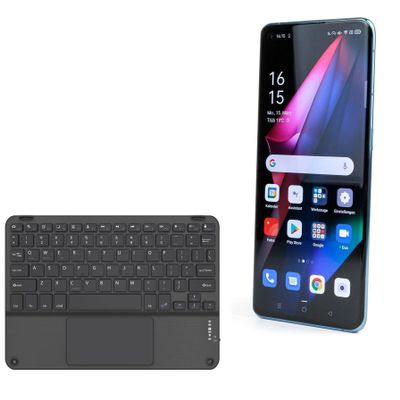 BoxWave Keyboard Compatible with Oppo Find X3 Pro - SlimKeys Bluetooth Keyboard with Trackpad, Portable Slim TouchPad - Jet Black