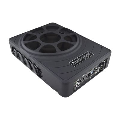 Audiopipe 10" Low Profile Amplified Subwoofer (APLP-1030), 500W, Compact, Mosfet Circuit, RCA, Phase Switch, Bass Boost Control, Subsonic Filter, Low-Pass Filter, Reliable Protection, Remote Bass Knob