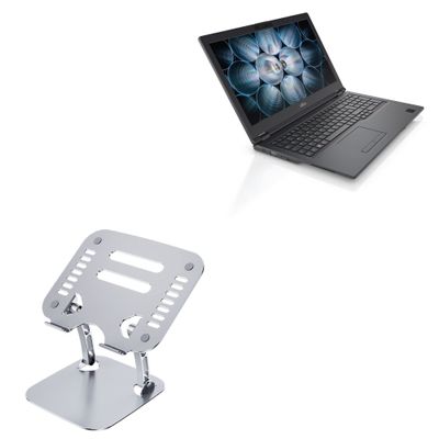 BoxWave Stand and Mount Compatible with Fujitsu LifeBook E4511 - Executive VersaView Laptop Stand, Ergonomic Adjustable Viewing Angle Metallic Riser - Metallic Silver