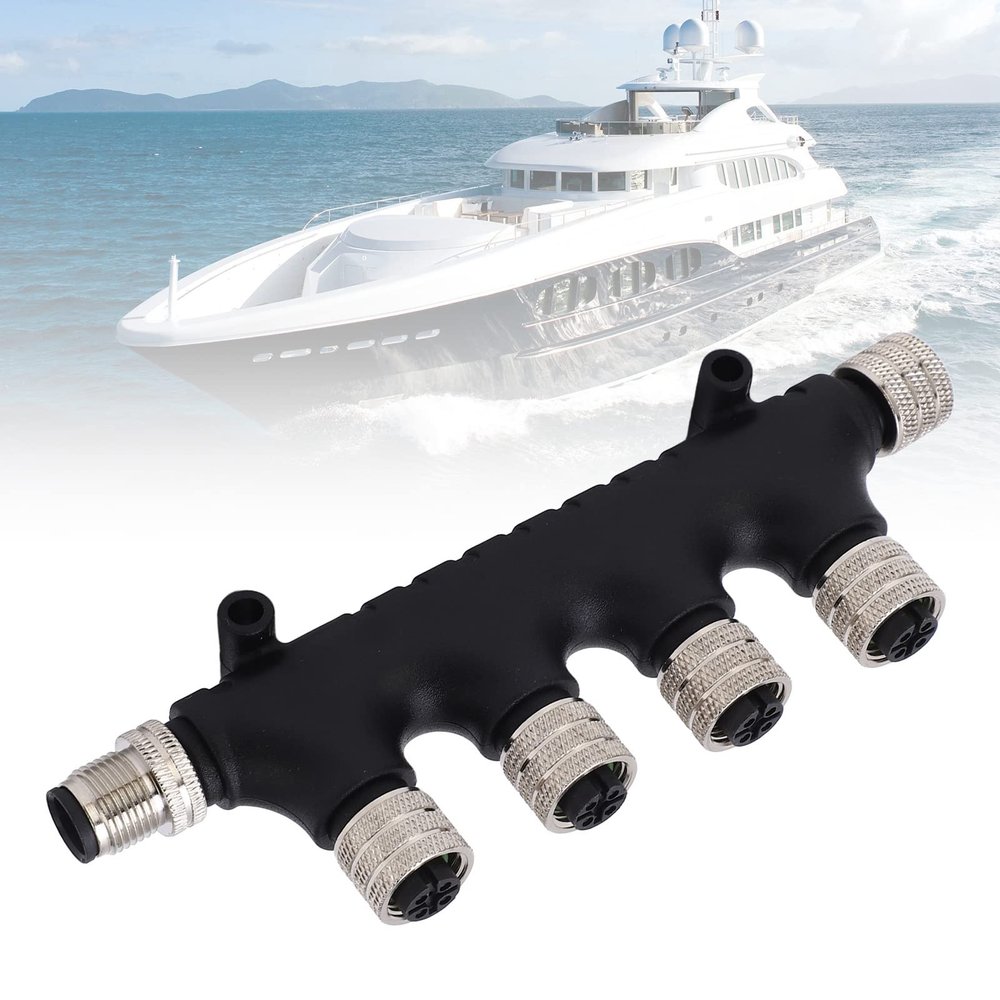 Backbone Cable Tees Terminators 5 Pin 4 Port Tee Connector for NMEA 2000 Marine Networks with 2000T IP67 Waterproof Rating