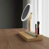 DYPASA Vanity Mirror Solid Wood Desktop LED Vanity Mirror Fill Light with Lamp Portable Desktop Vanity Mirror Rechargeable with Storage Household Cosmetic Mirror view 3