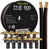 GearIT 500ft 14ga Black Speaker Wire & 12 Rt Angle Banana view 1