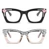 willochra 2PCS TR90 Reading Glasses for Women Oversized Rhinestone Computer Blue Light Blocking Glasses (2PCS-black&pink, 3.25, multiplier_x) view 1