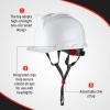Leumoi 10 Pcs Suspension Hard Hat, Construction Hard Hat for Safety, Ratchet Cap Style with Self Adjusting Crown Straps for Man Woman (White) view 3