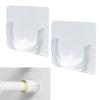 Venupple Shower Rod Holder, 2 Packs Tension Curtain Rod Bracket No Drilling, Adhesive Shower Rod Retainer Shower Curtain Rod Holder | Shower Curtain Rod not Included Transparent view 1