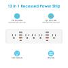 HHSOET 13 in 1 Recessed Power Strip Flat Plug, Fast Charging Desk Outlet with USB, Conference Recessed Power Outlet Socket with 5 AC Plugs, 6 USB Ports 2 USB-C, 6ft Power Cord. (White) view 2